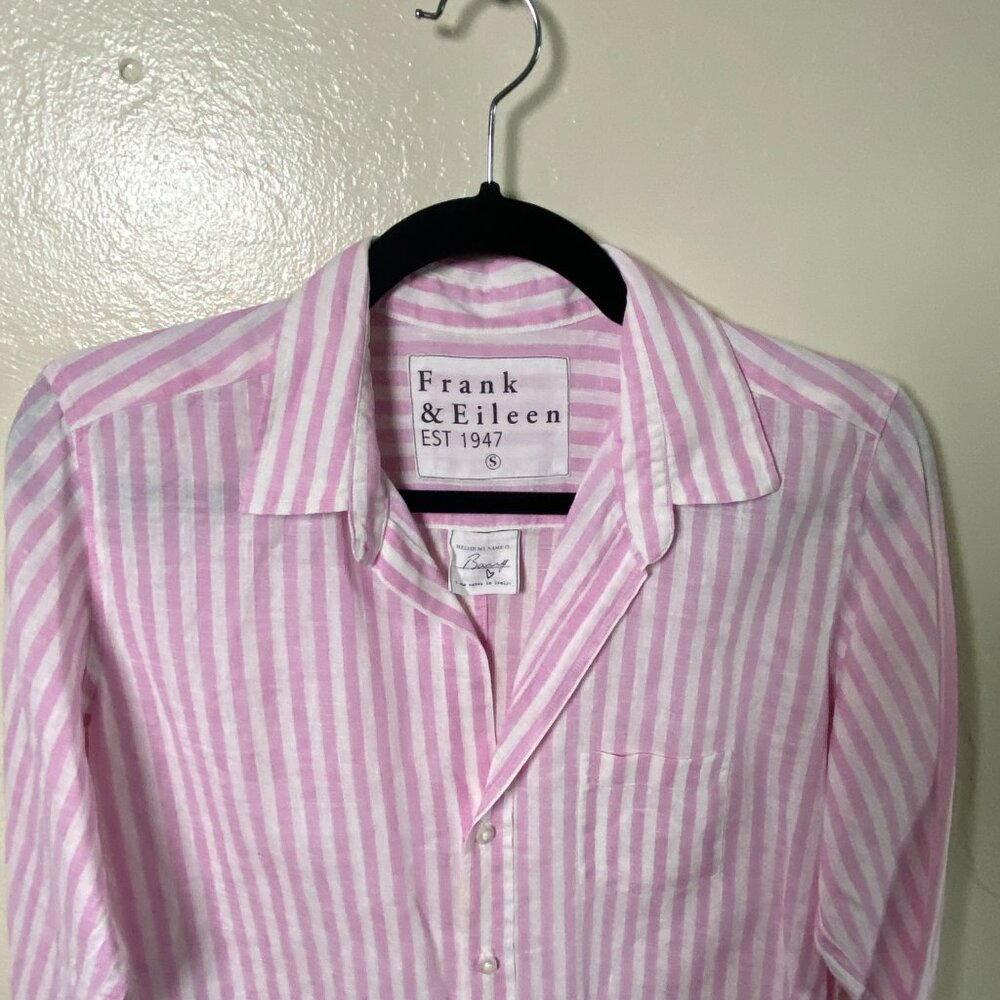 Frank & Eileen Barry Pink & White Striped Button-Down Shirt | Size Small - Picture 3 of 9